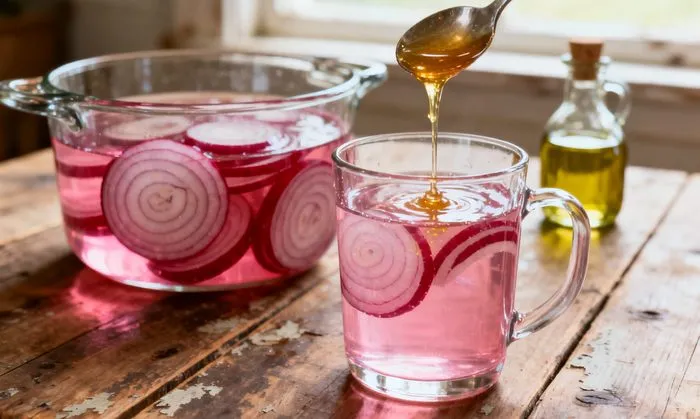 Pink onion water with honey